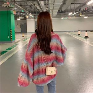 🍑NWT- Balloon Sleeve Knit Rainbow Sweater🍑